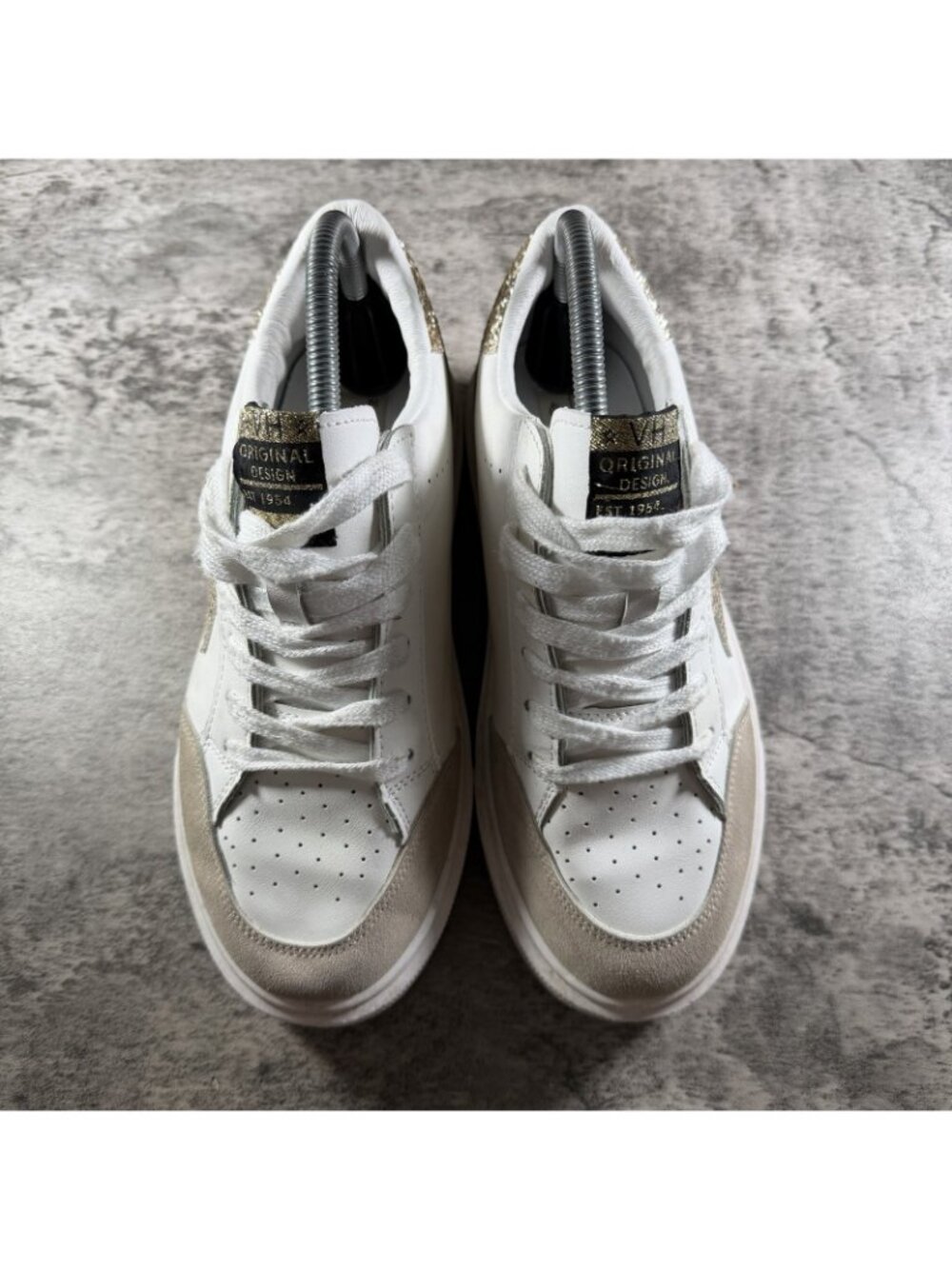 Womens Vintage Havana Sneakers White/Gold Sz 8.5 Platform Shoes - Picture 7 of 10